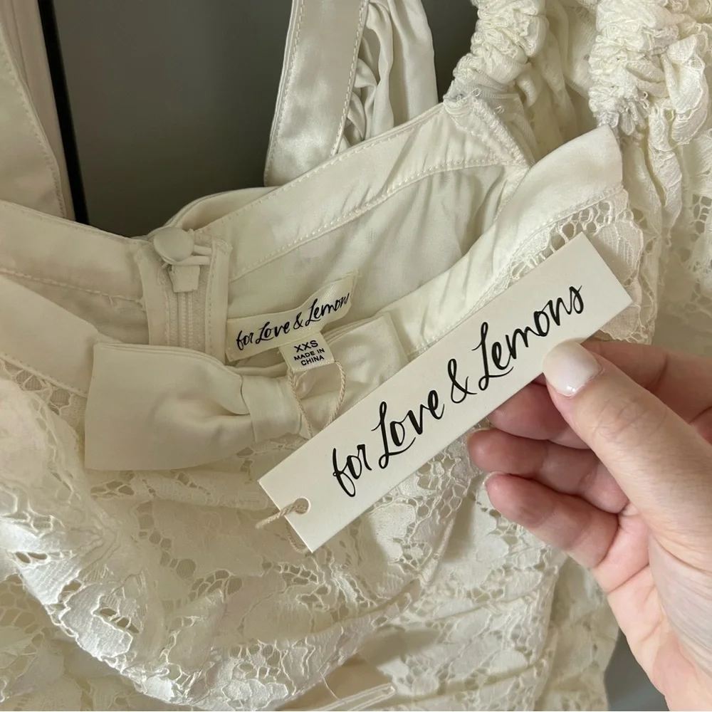 NWT For Love & Lemons Colette Lace Bow Bridal Dress With Train - Picture 12 of 14